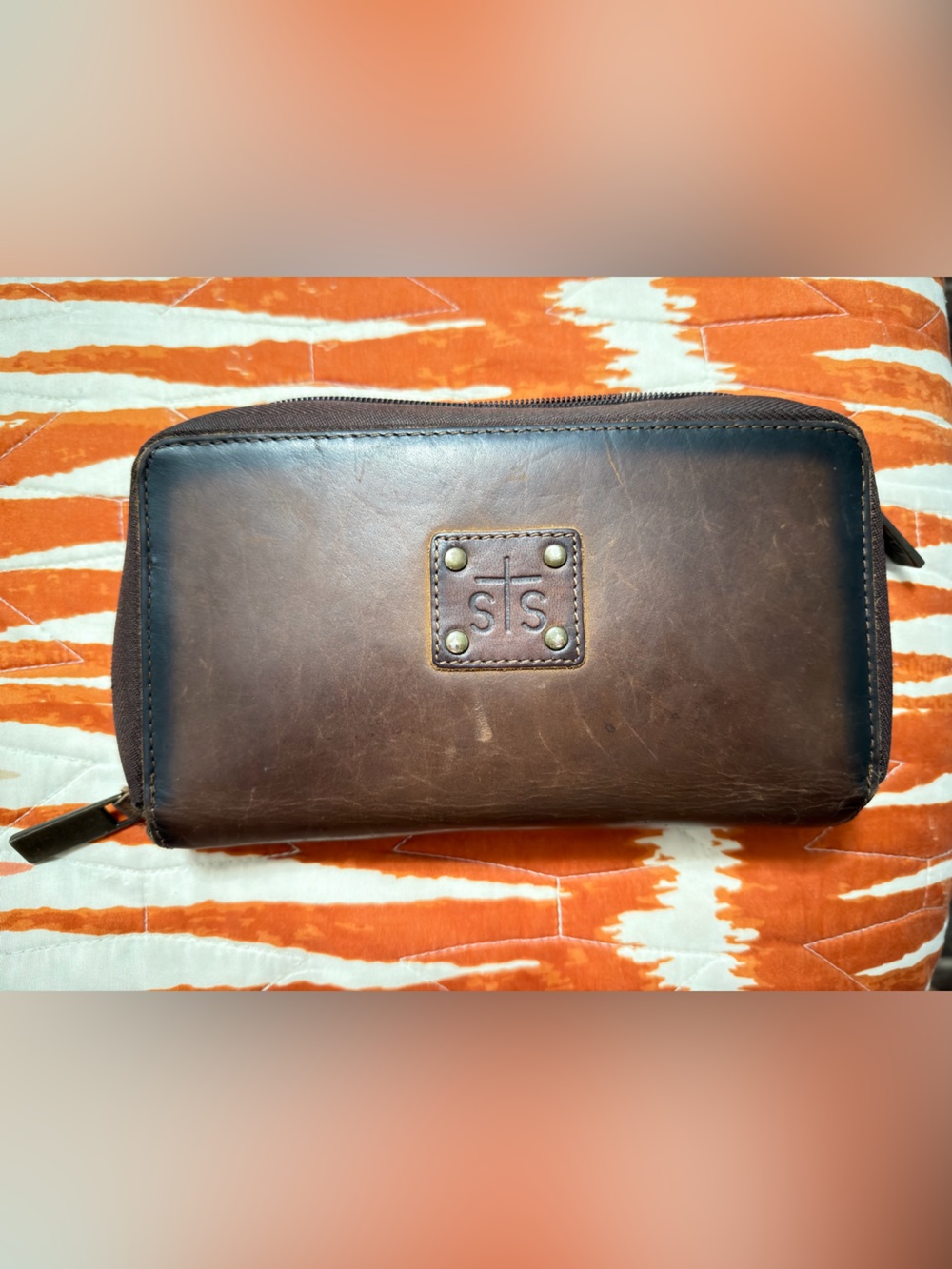 STS Ranchwear Brown Zip-Around Leather Wallet